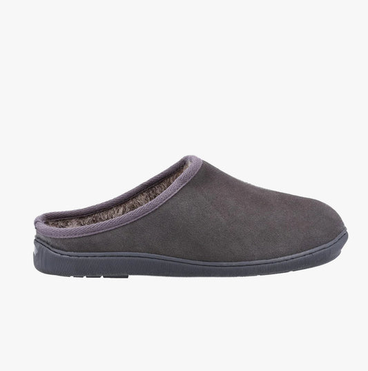 Hush Puppies ASHTON Mens Suede Slippers Grey