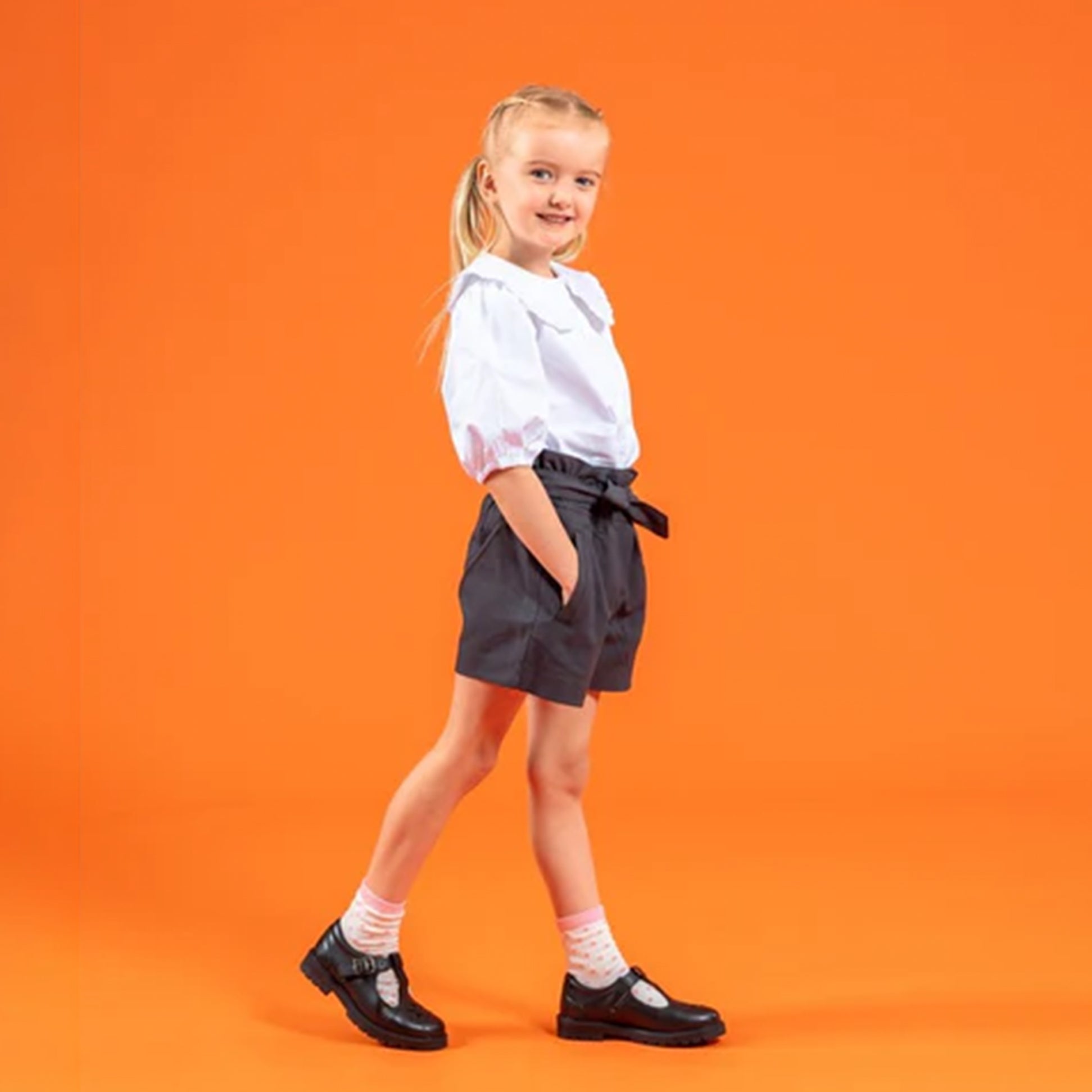 Hush Puppies FIONA Girls Leather School Shoes Black