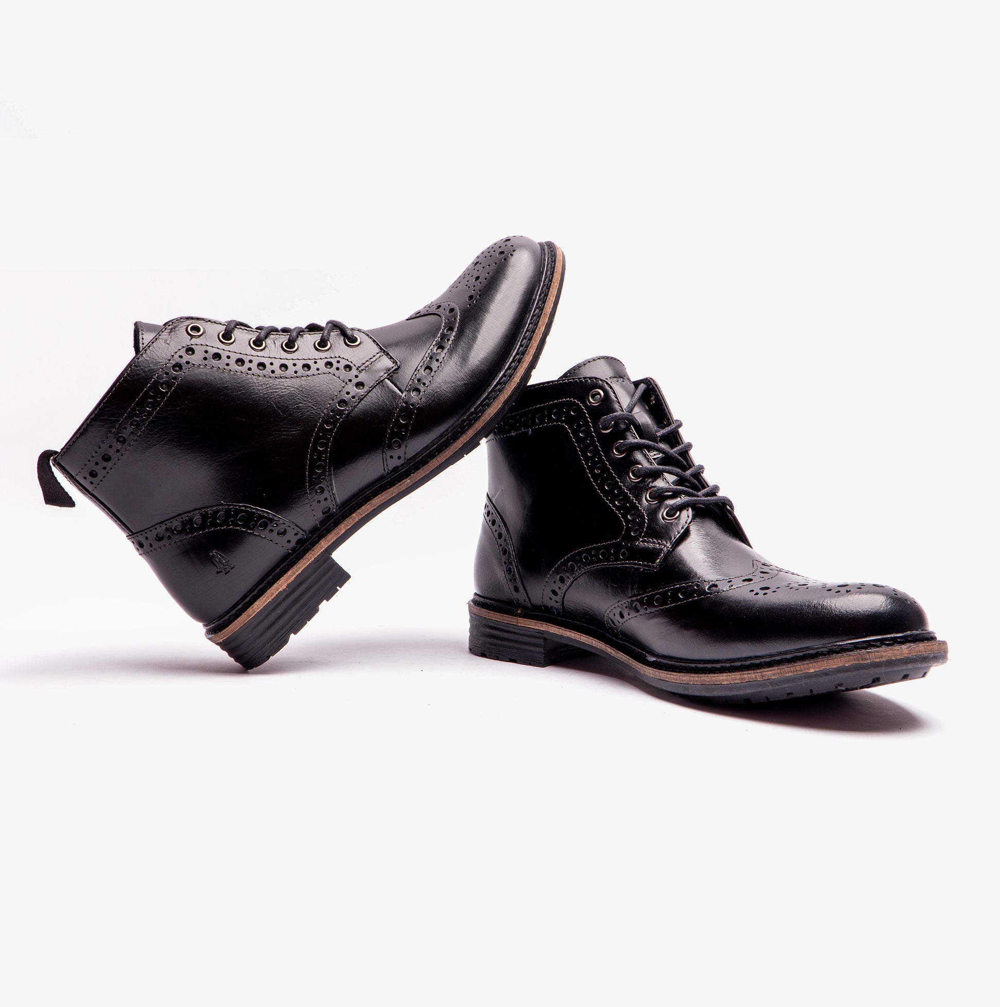 Hush Puppies JOSHUA BROGUE Mens Boots Black