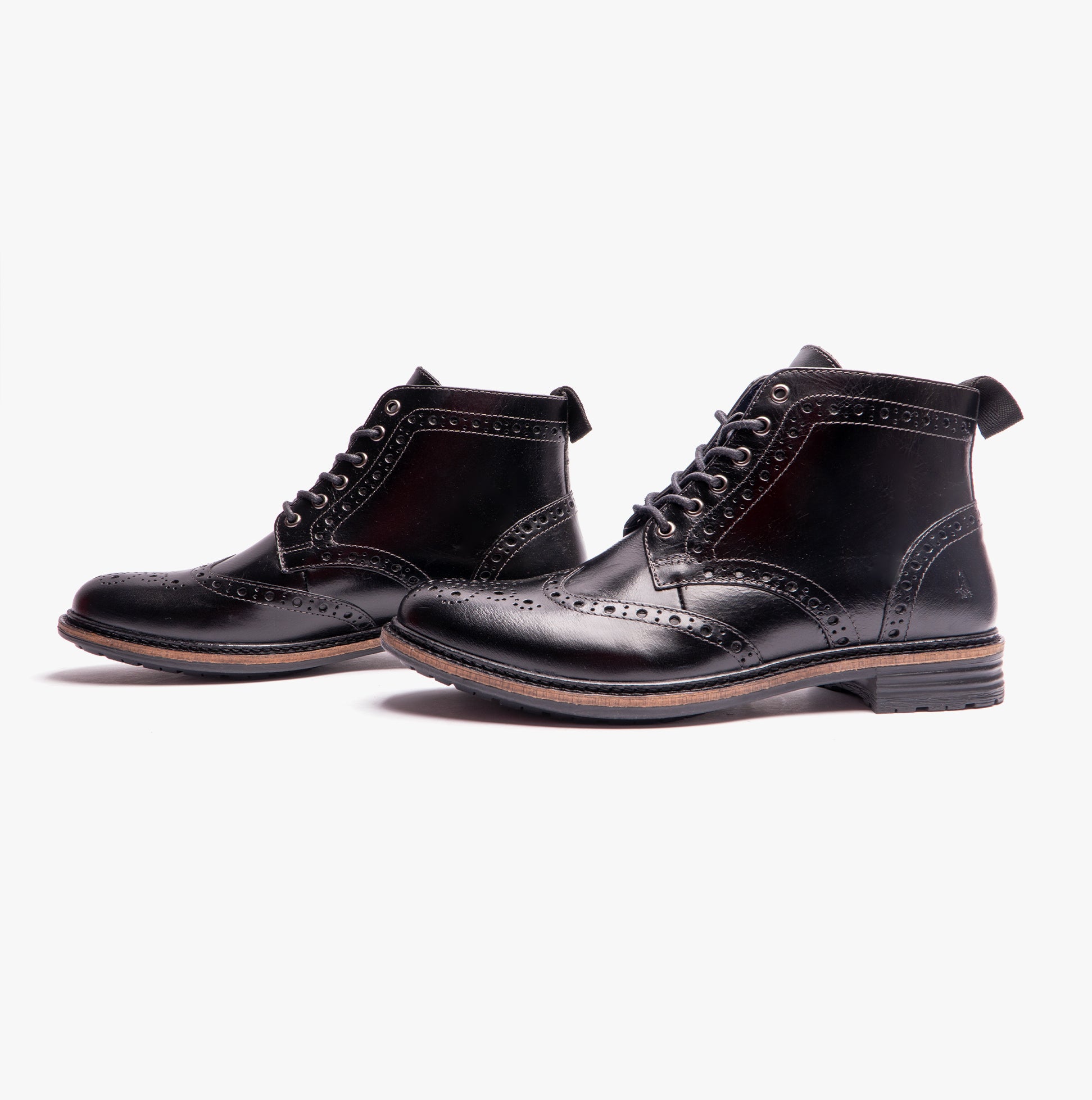 Hush Puppies JOSHUA BROGUE Mens Boots Black
