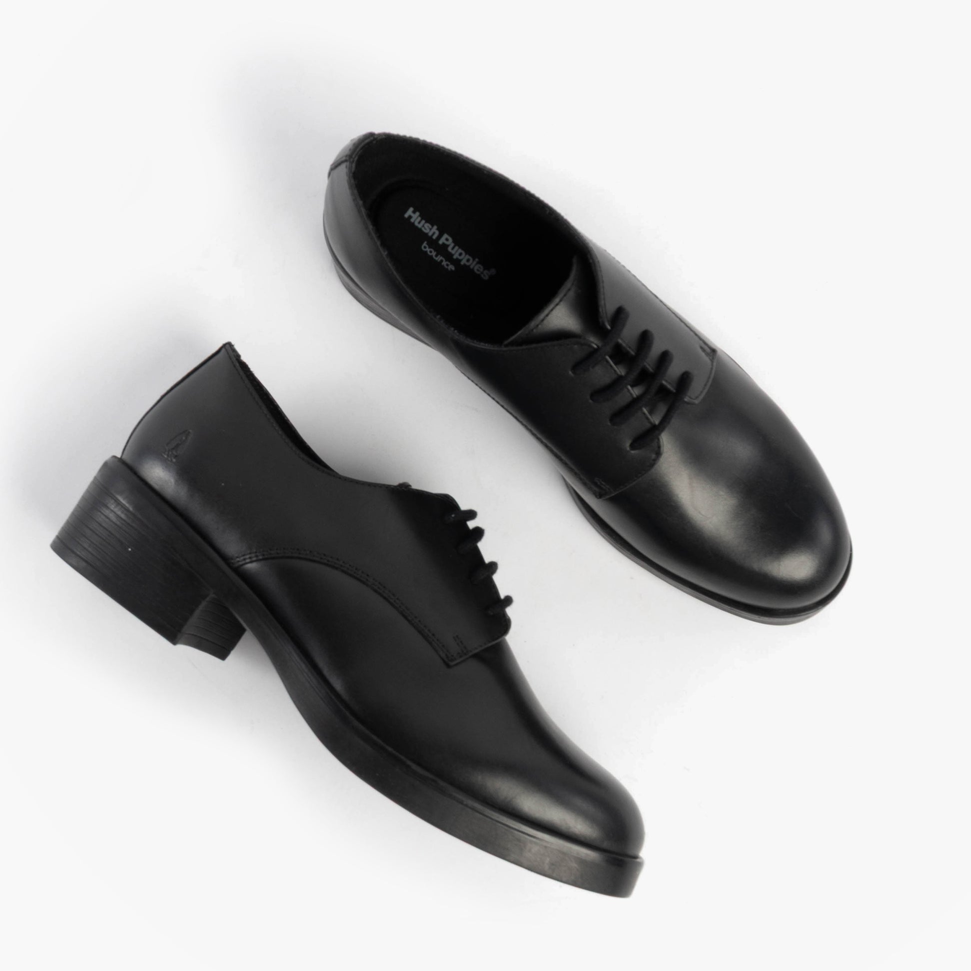 Hush Puppies ANASTASIA Girls Leather School Shoes Black