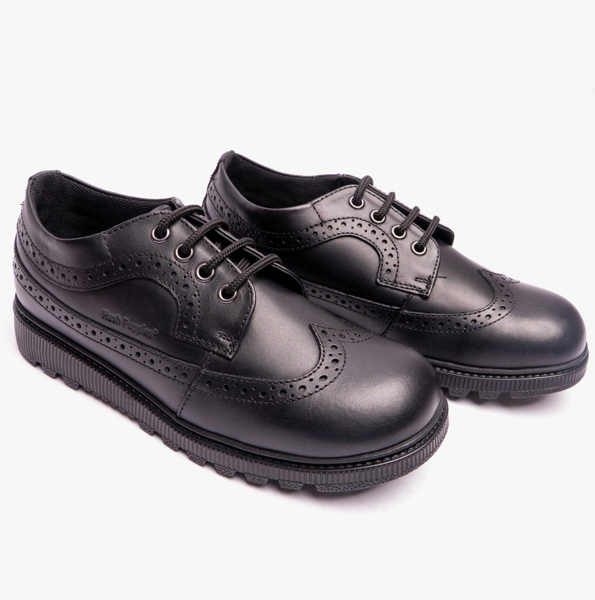 Hush Puppies FELICITY JUNIOR Girls Leather Oxford Shoes Black - Shuperb