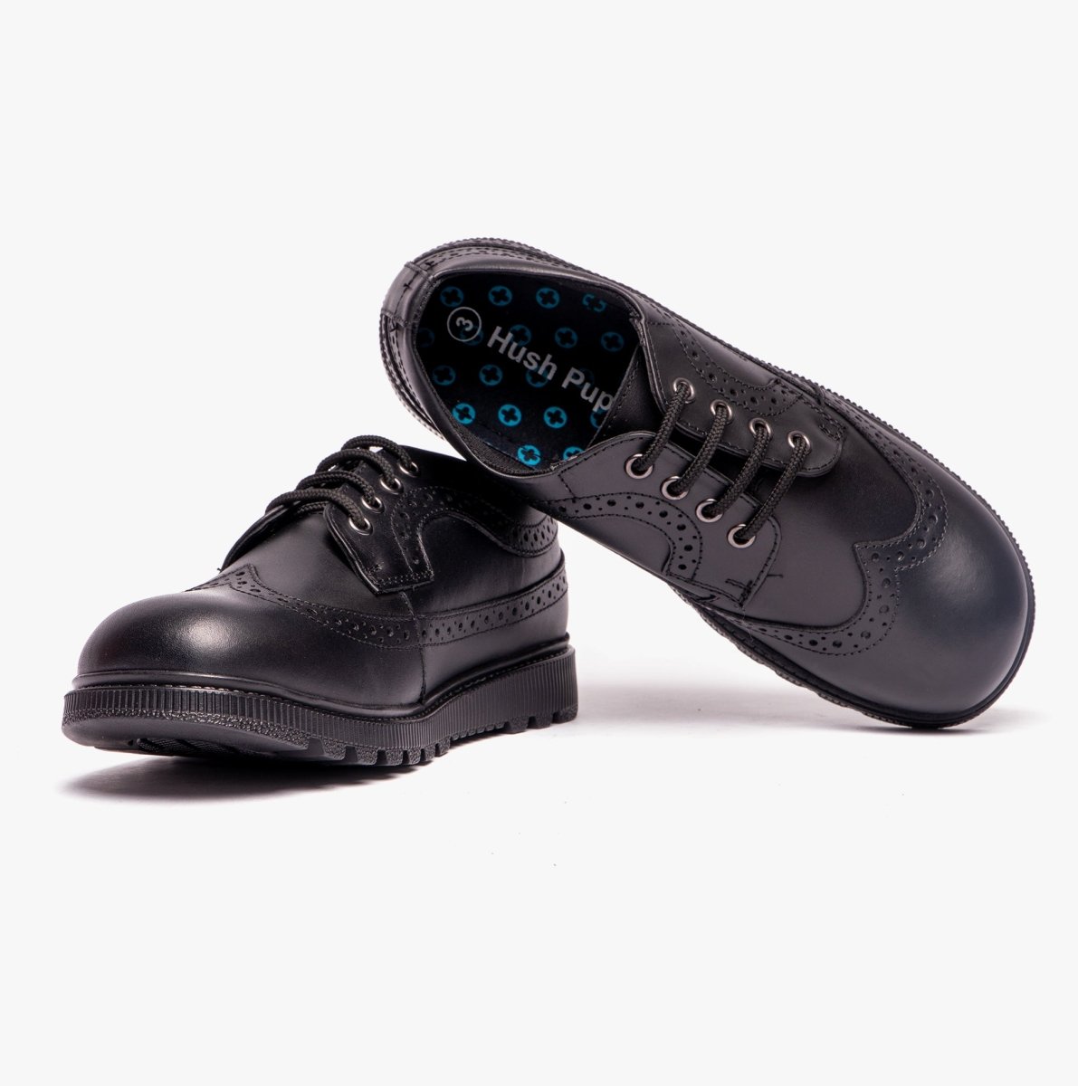 Hush Puppies FELICITY JUNIOR Girls Leather Oxford Shoes Black - Shuperb