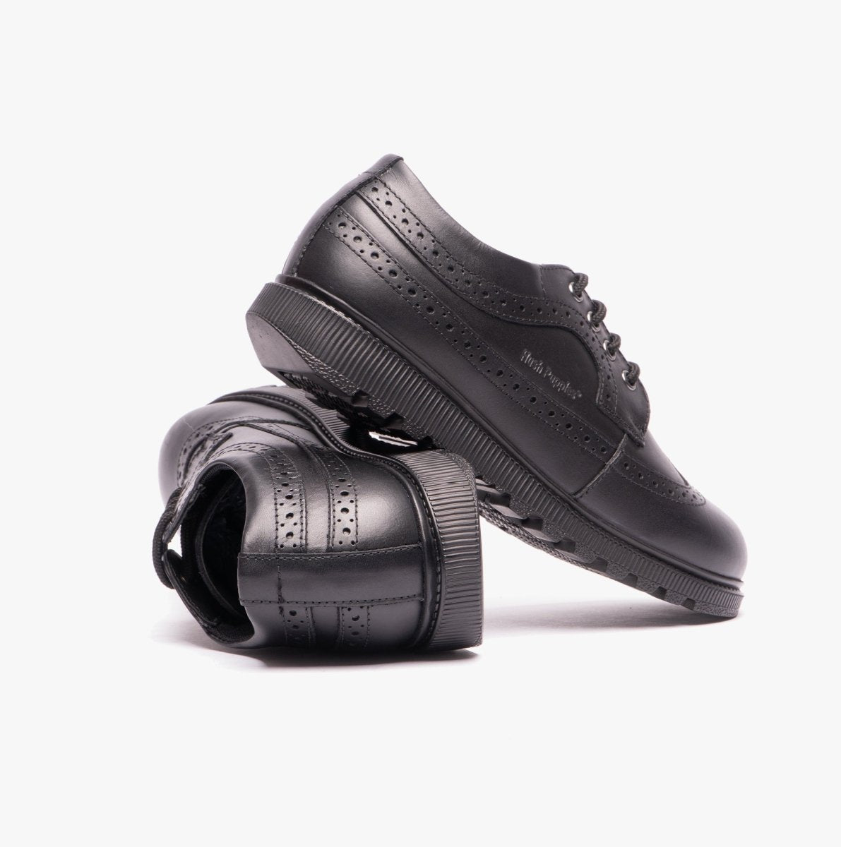Hush Puppies FELICITY JUNIOR Girls Leather Oxford Shoes Black - Shuperb