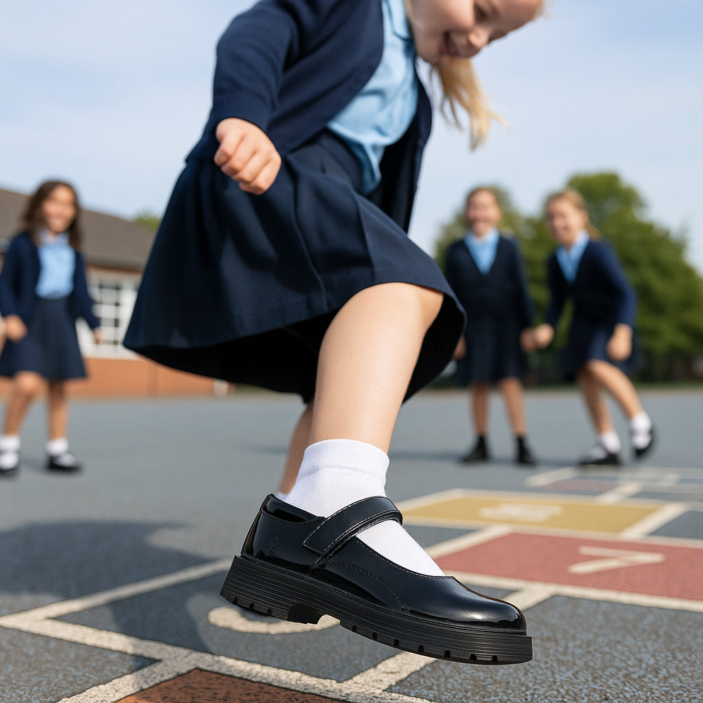 Hush Puppies TALLY Girls School Shoes Black Patent