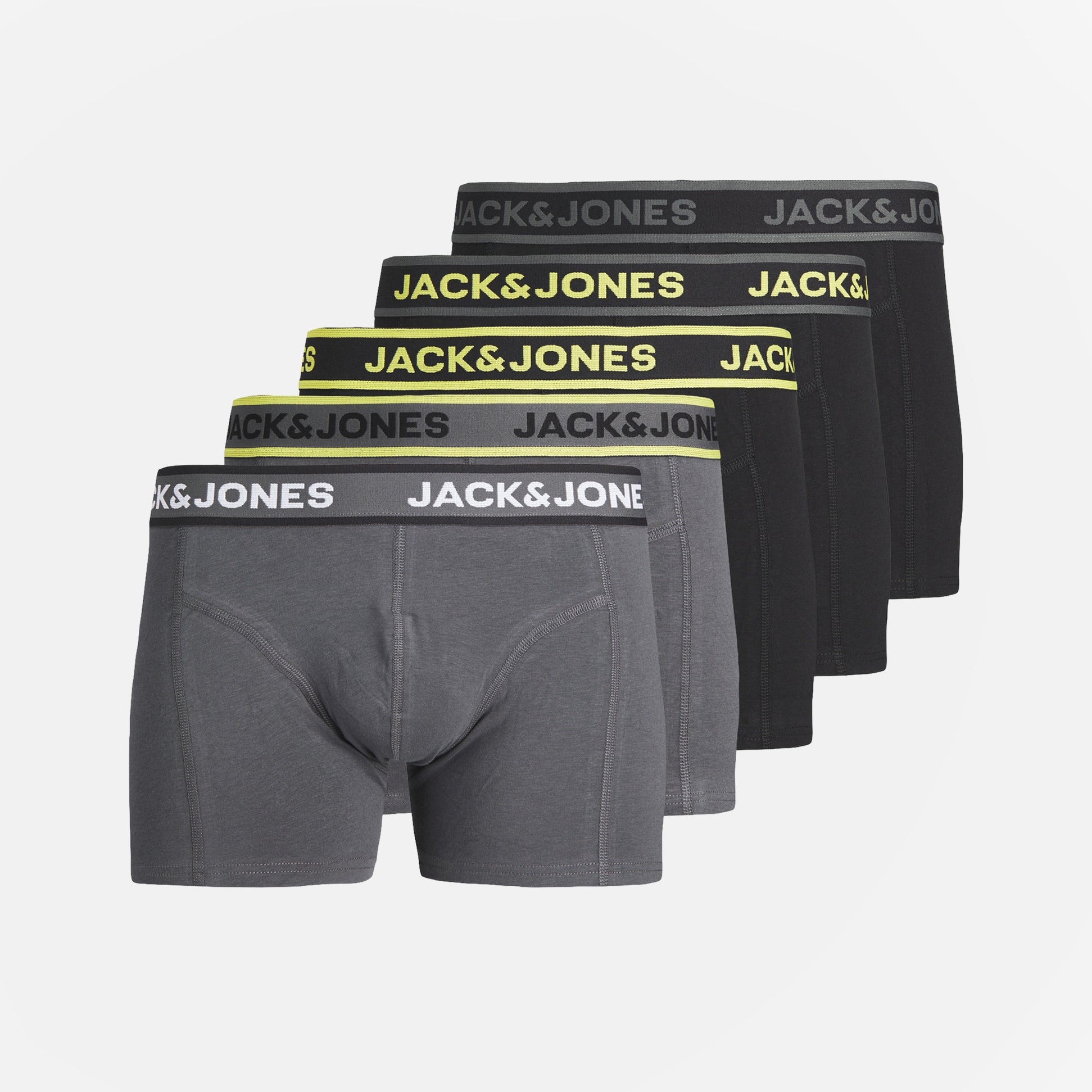 Jack & Jones SPEED SOLID Mens 5 Pack Trunks Black