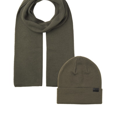 Jack & Jones JOLLY KNIT Mens Scarf & Beanie Giftset Sea Turtle