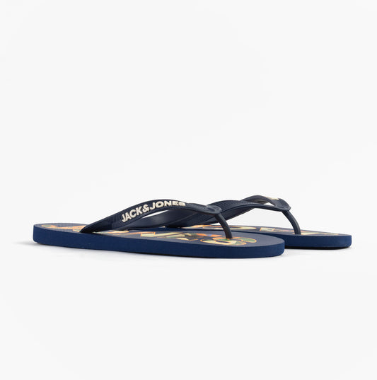 Jack & Jones LOGO PALM PRINT Mens Sliders Medieval Blue