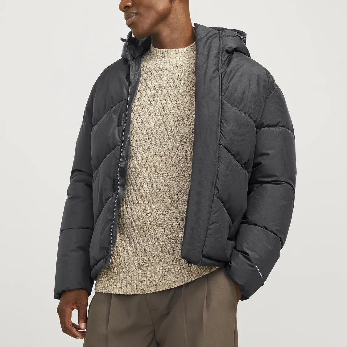 Jack & Jones WORLD Mens Puffer Jacket Asphalt