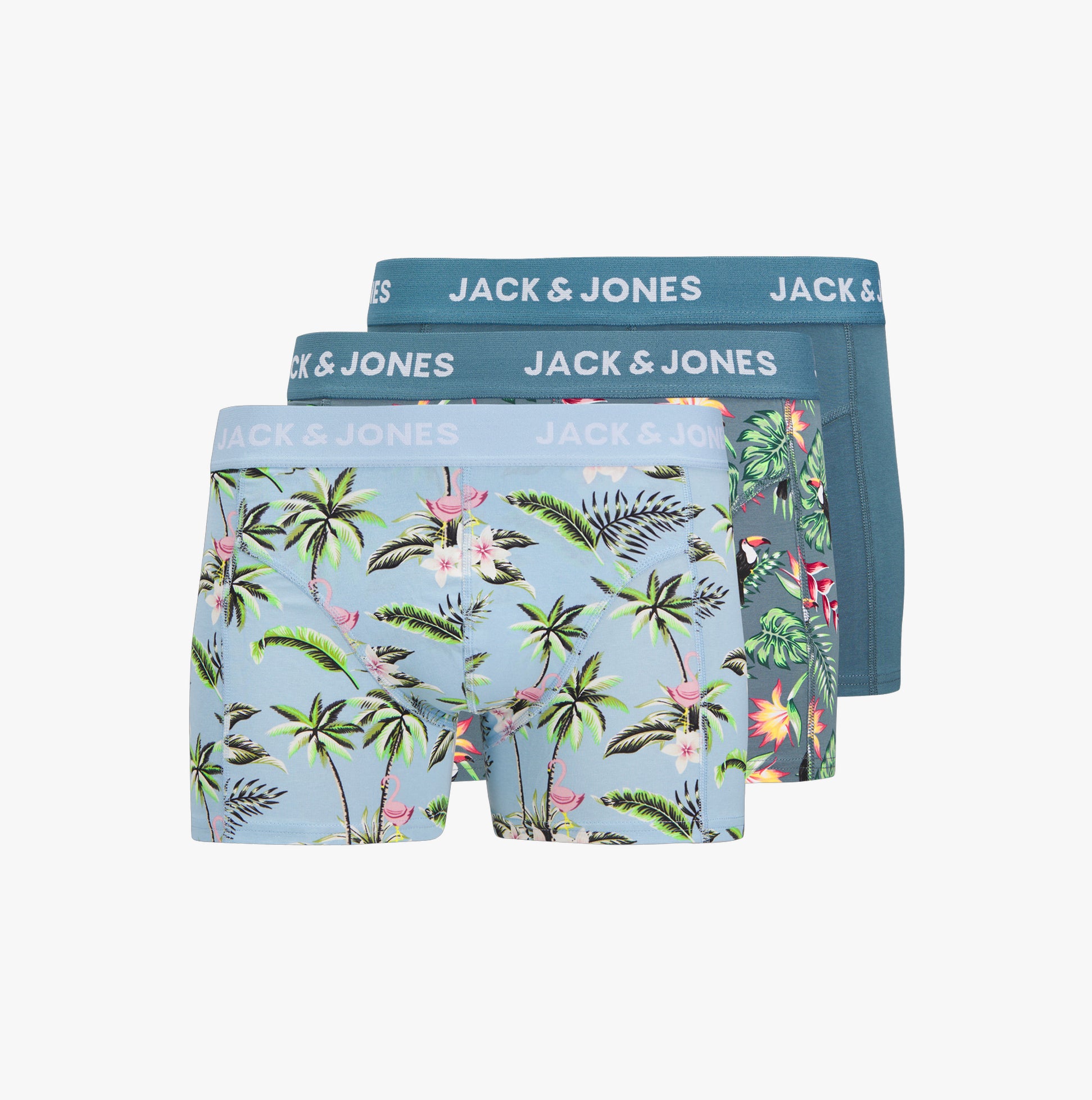 Jack & Jones JACFLOWER BIRD 3 Pack Mens Trunks Chambray Blue