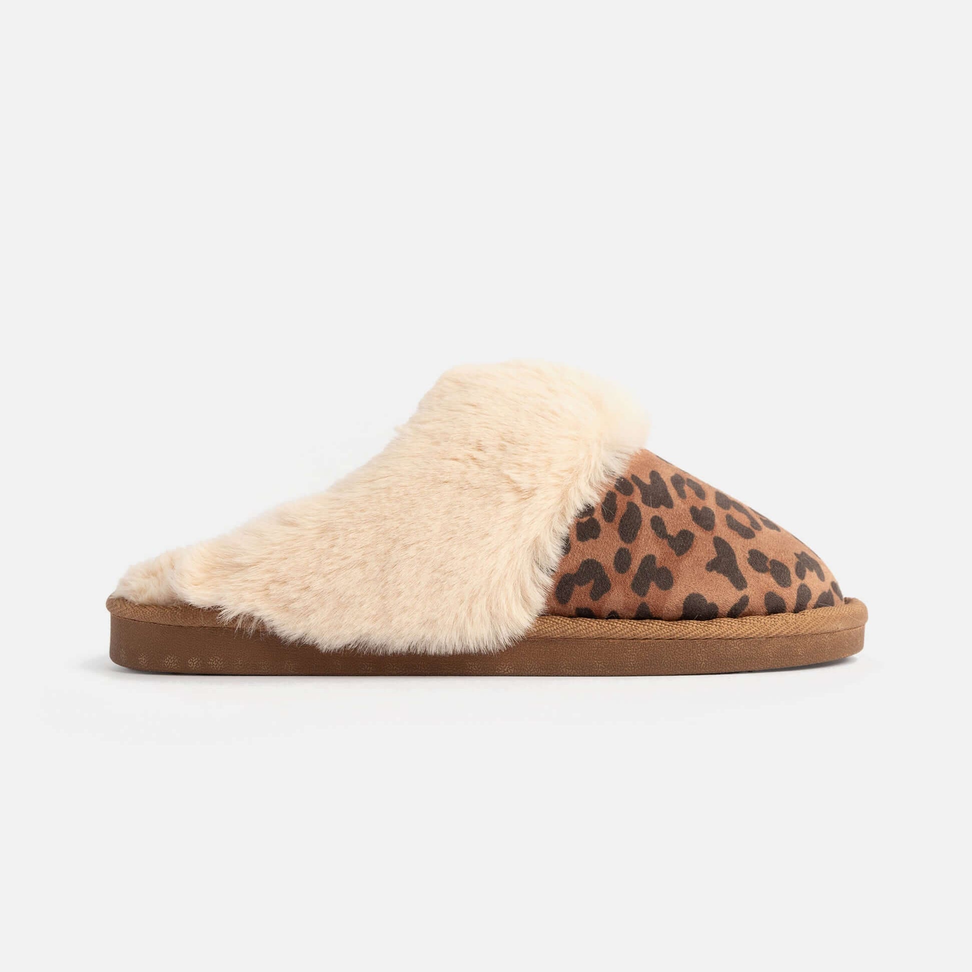 Jo & Joe SCARLETT Womens Faux Fur Mule Slippers Leopard Print