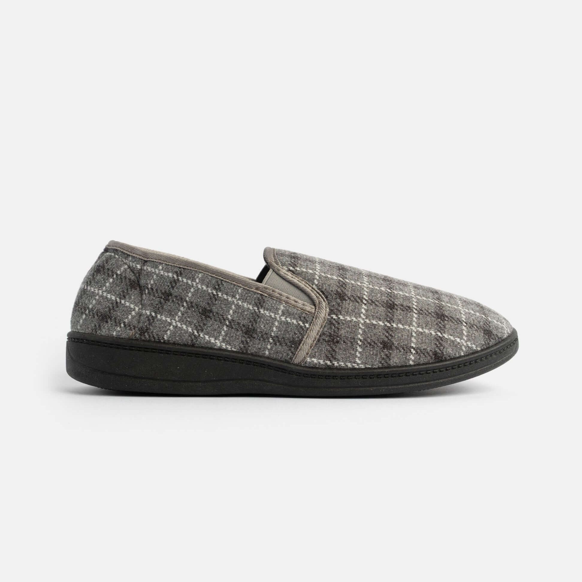 Jo & Joe GORDON Mens Full Slippers Checkered Grey