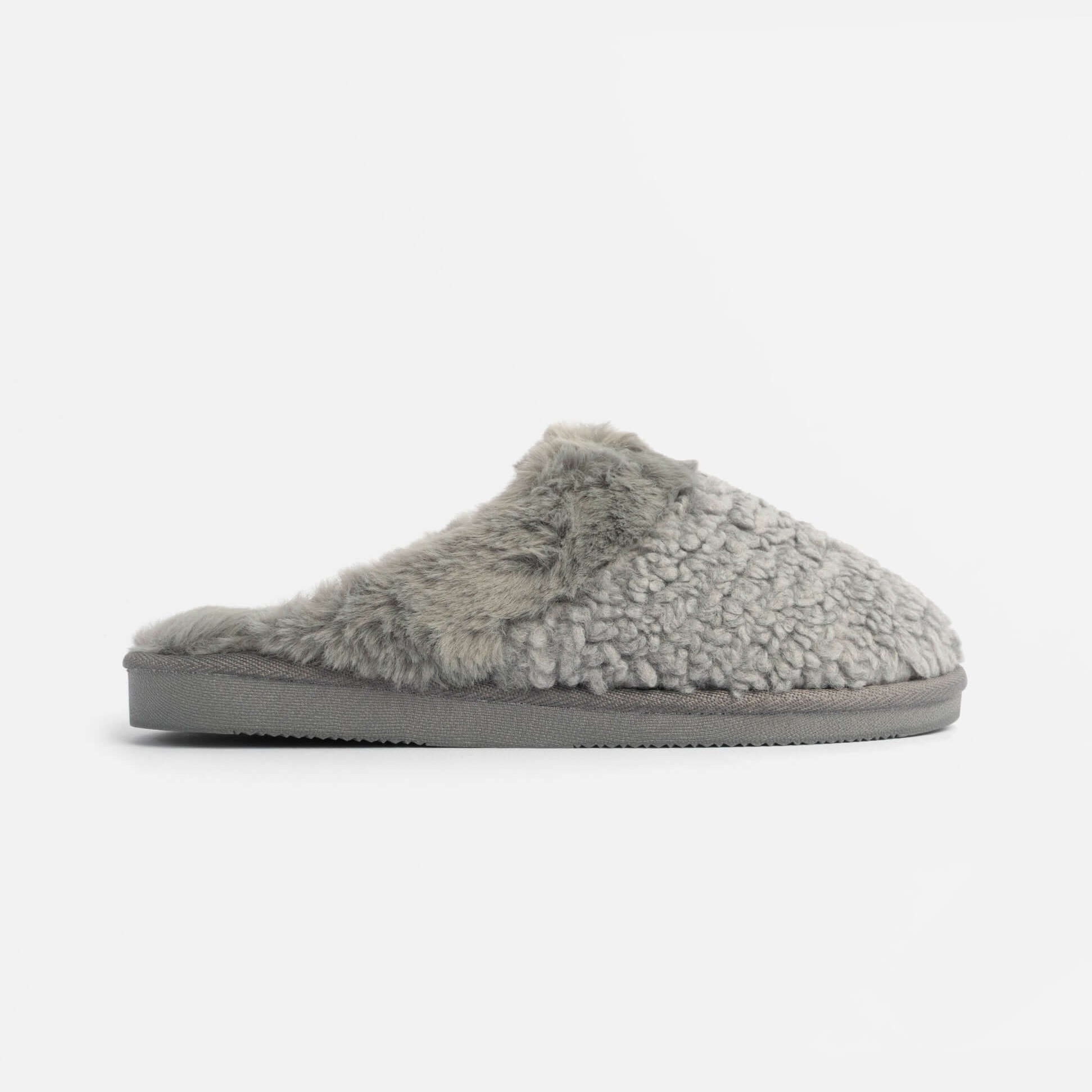 Jo & Joe HELGA Womens Mule Faux Fur Slippers Grey