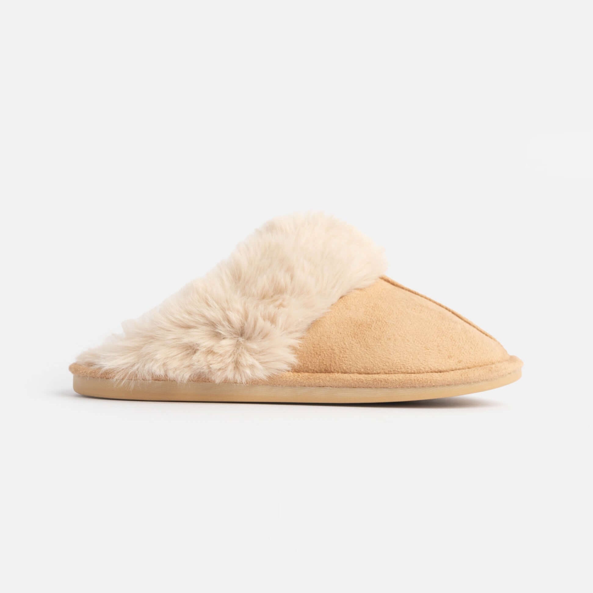 Jo & Joe SCARLETT Womens Faux Fur Mule Slippers Caramel
