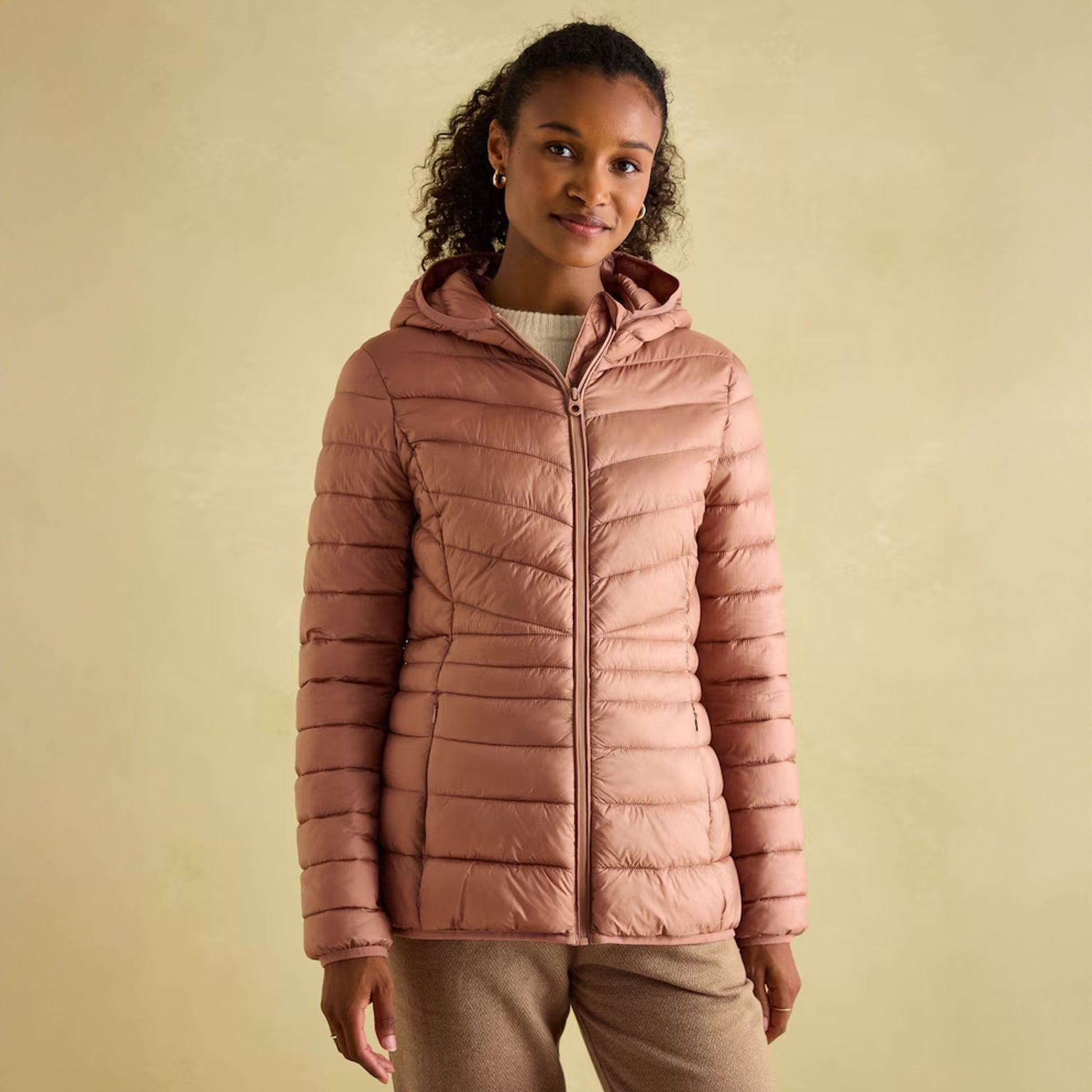 Joules KENLEY Womens Showerproof Hooded Puffer Jacket Pink