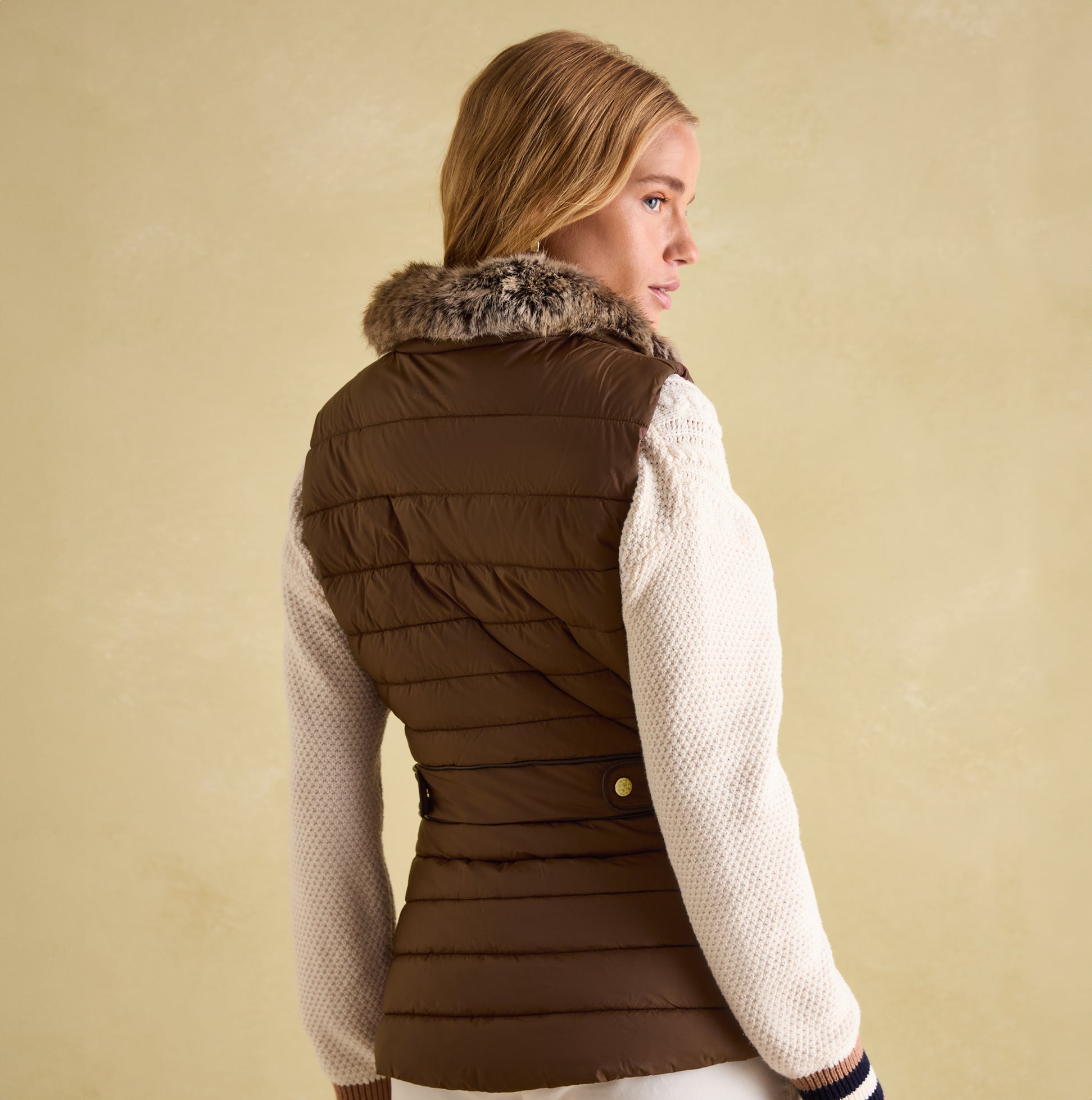 Joules BECKLEY Womens Padded Showerproof Gilet Chestnut