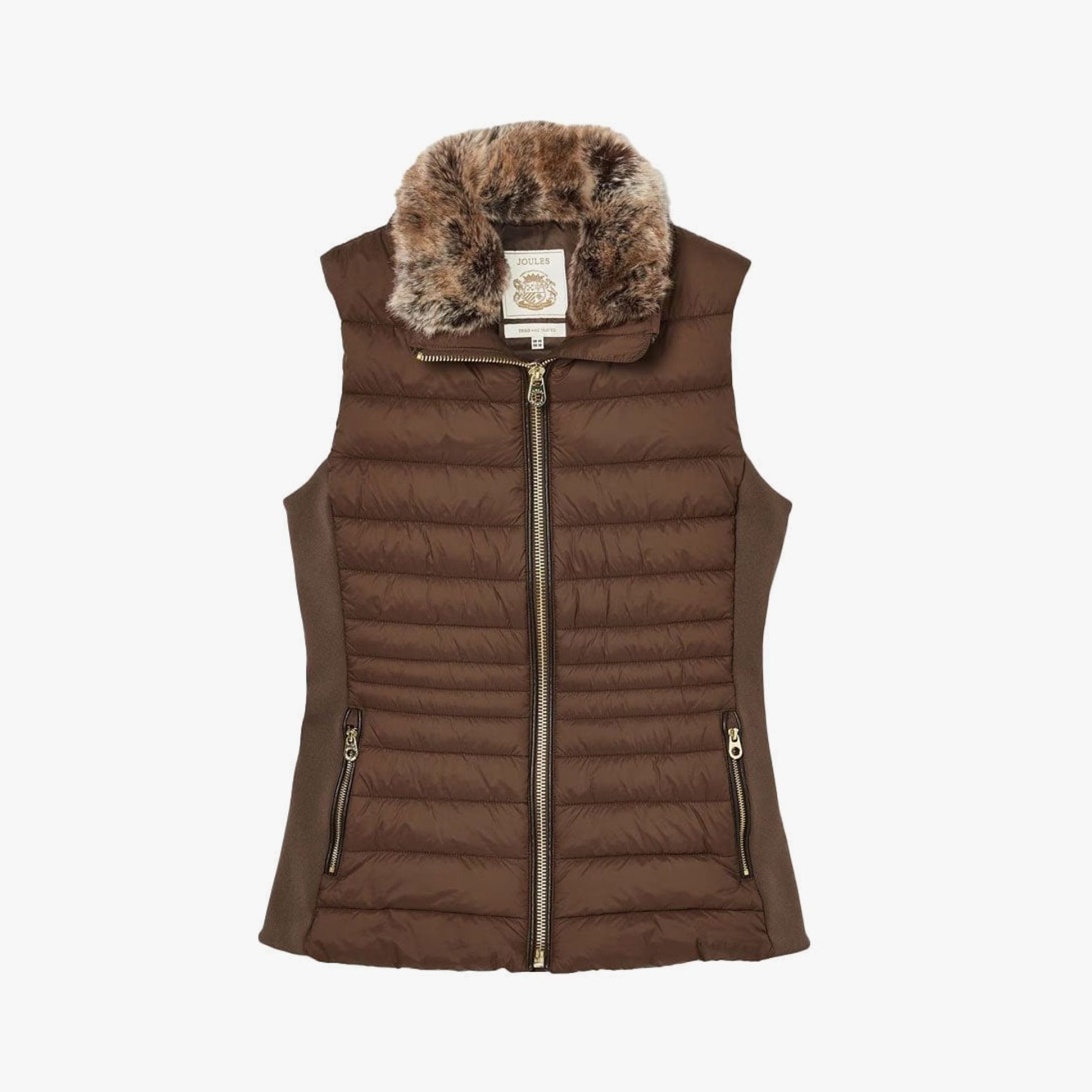 Joules BECKLEY Womens Padded Showerproof Gilet Chestnut