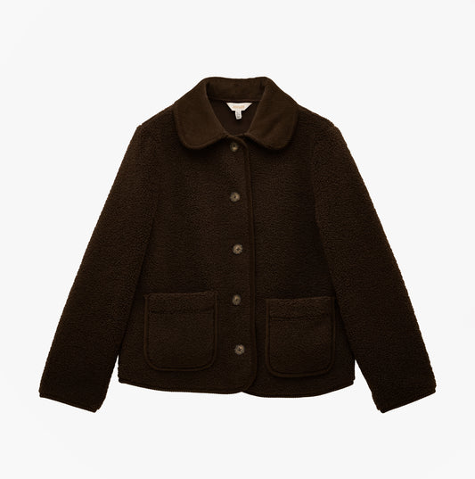 Joules Sadie Womens Collared Fleece Jacket Chocolate Brown
