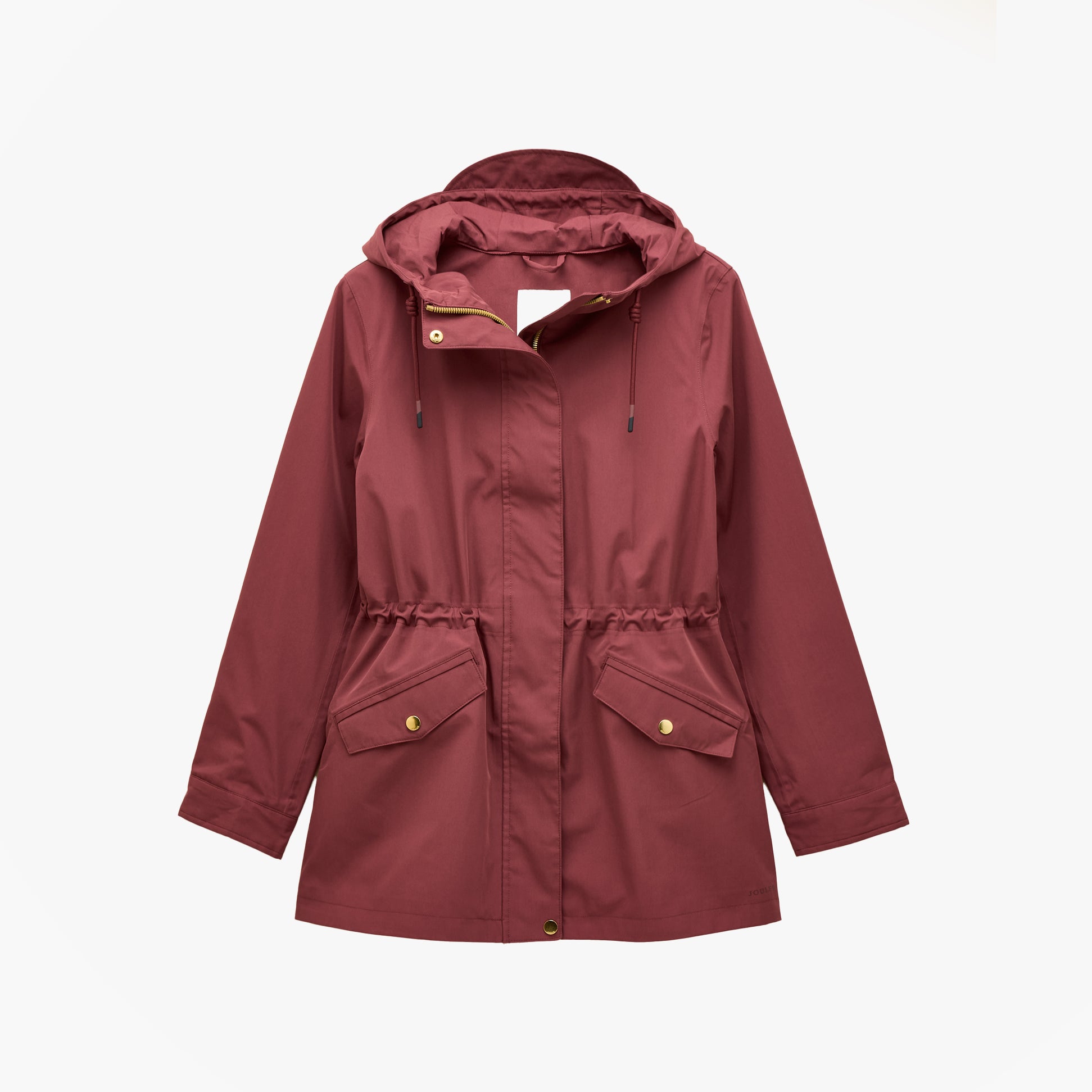Joules PORTWELL Waterproof Hoodie Raincoat With Adjustable Waist Oxblood