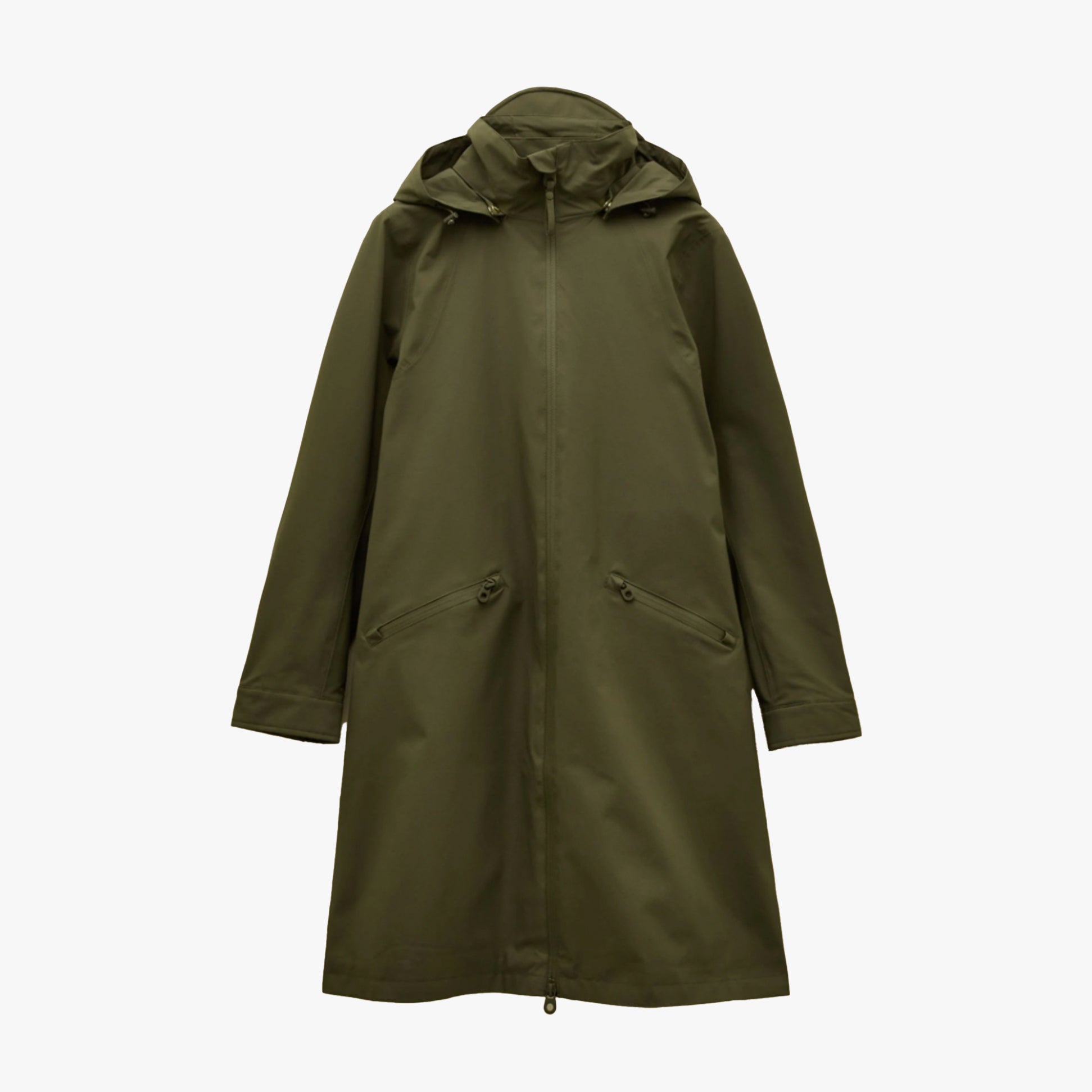 Joules RAINAWAY Womens Lightweight Waterproof Longline Raincoat with Hood Green