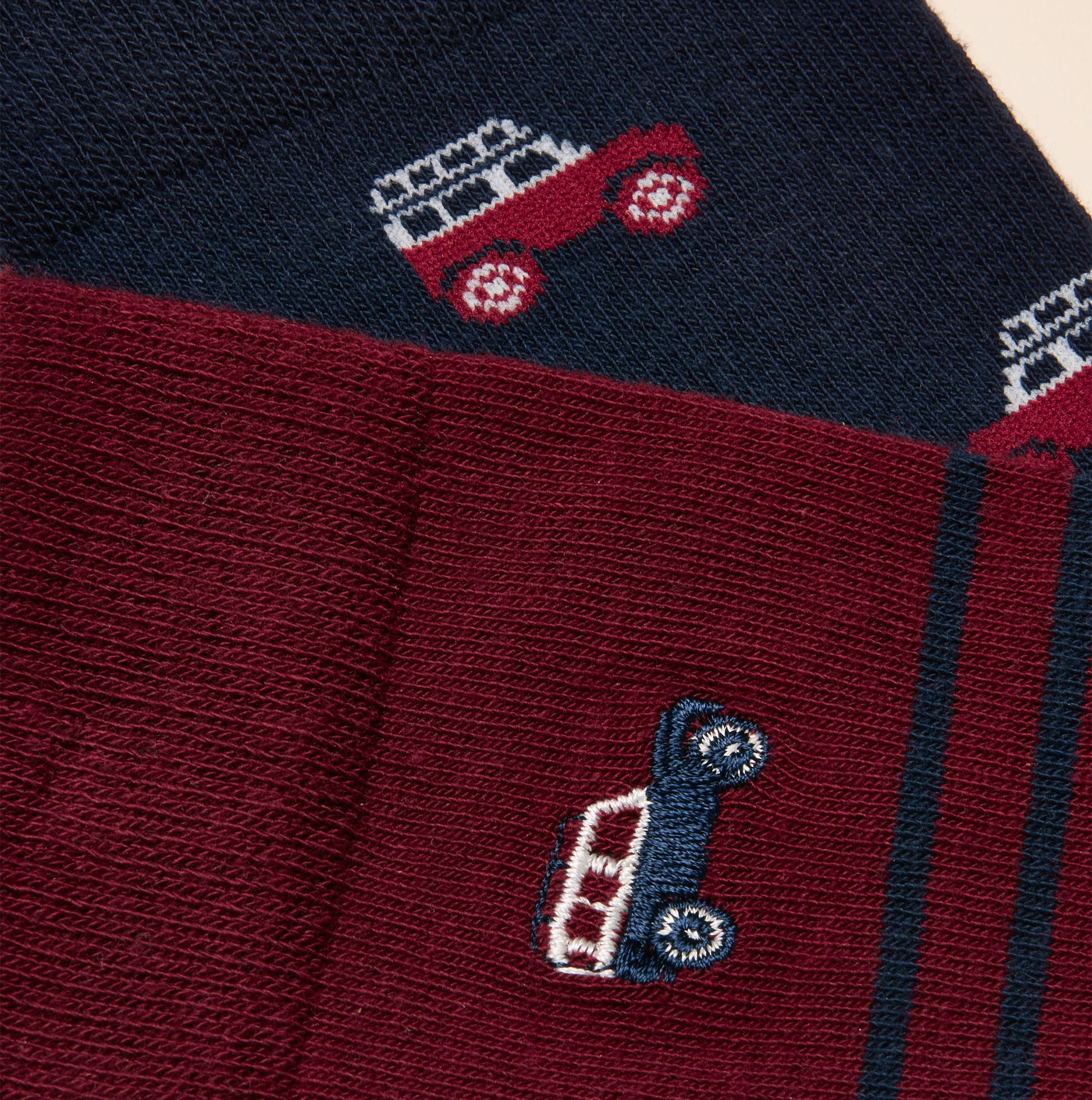 Joules KINGSBURY Mens Car Design Socks Red/Blue