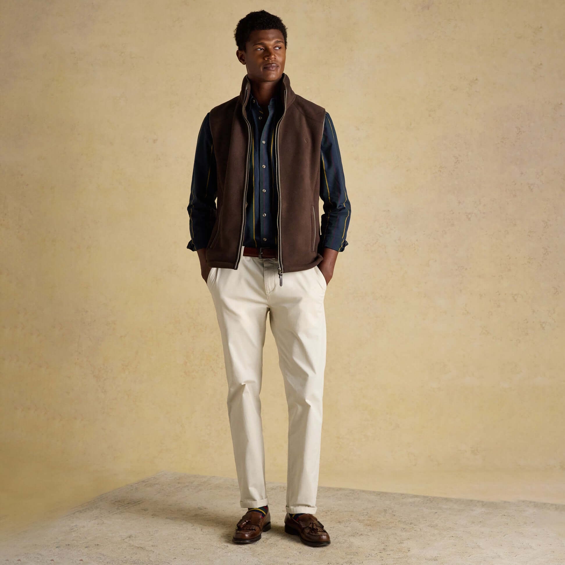 Joules HERITAGE FLEECE Mens Gilet Brown