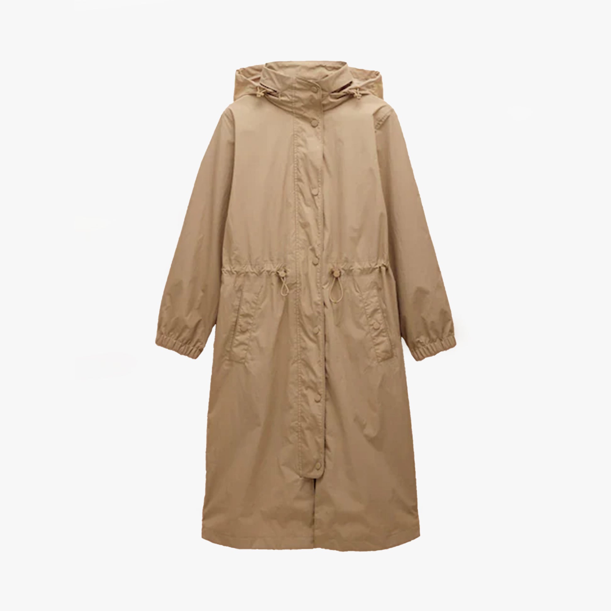 Joules Hensley Womens Waterproof Longline Coat with Packable Hood Tan Brown