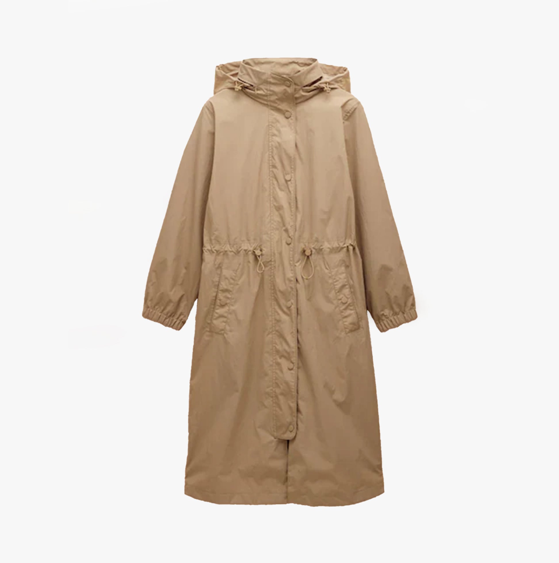 Joules Hensley Womens Waterproof Longline Coat with Packable Hood Tan Brown