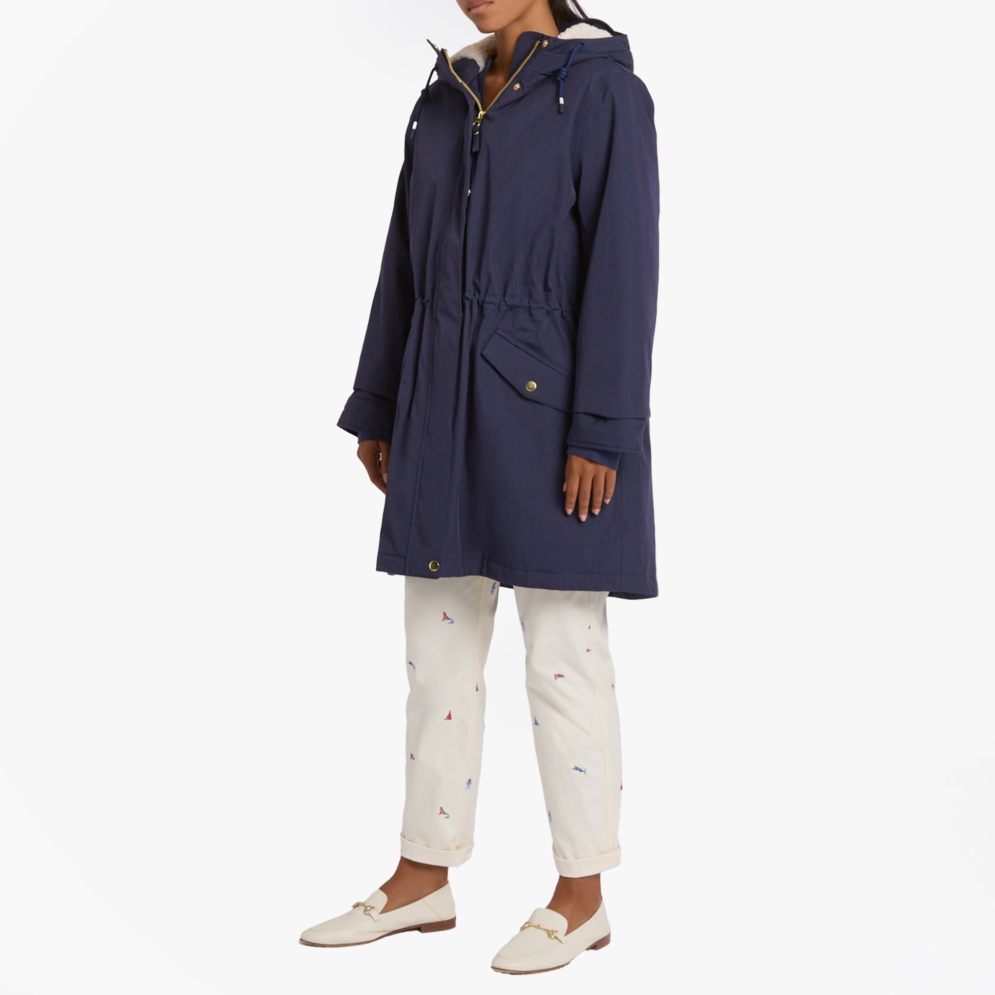 Joules PORTWELL Waterproof Hoodie Raincoat With Adjustable Waist Navy