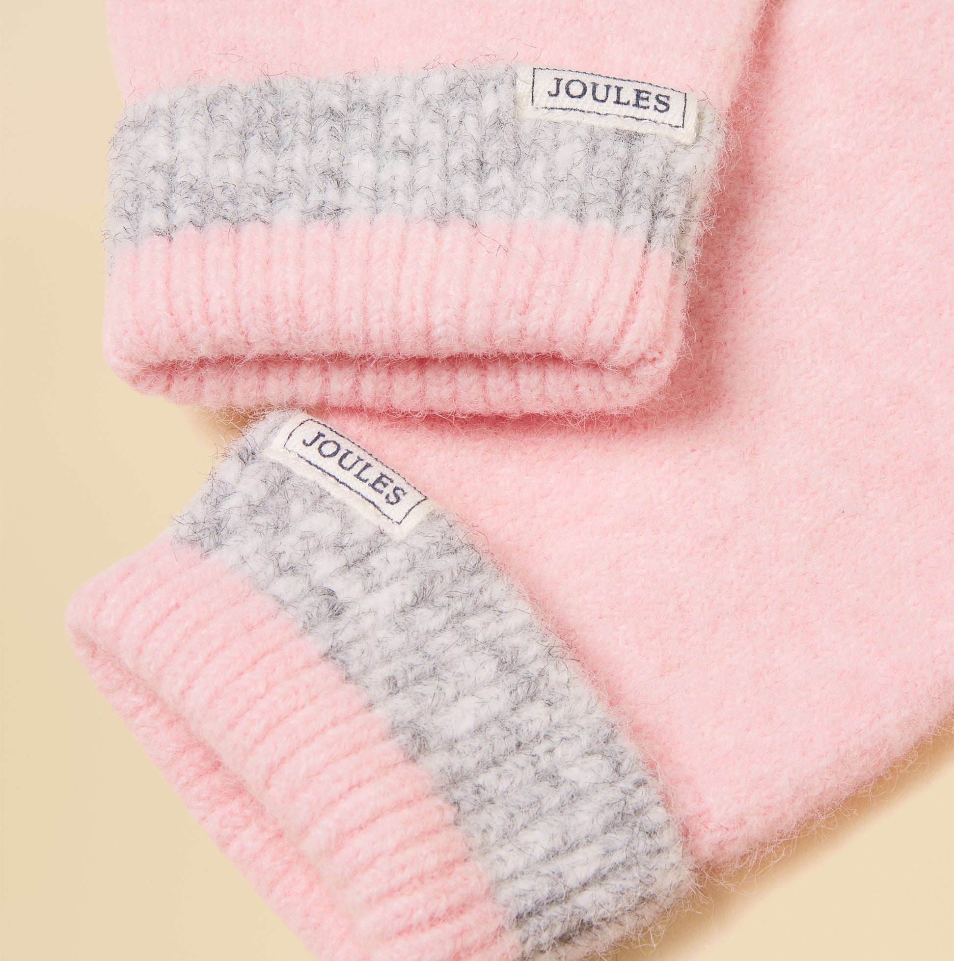 Joules Joules POPLEY STRIPE Womens Gloves Pink/Grey