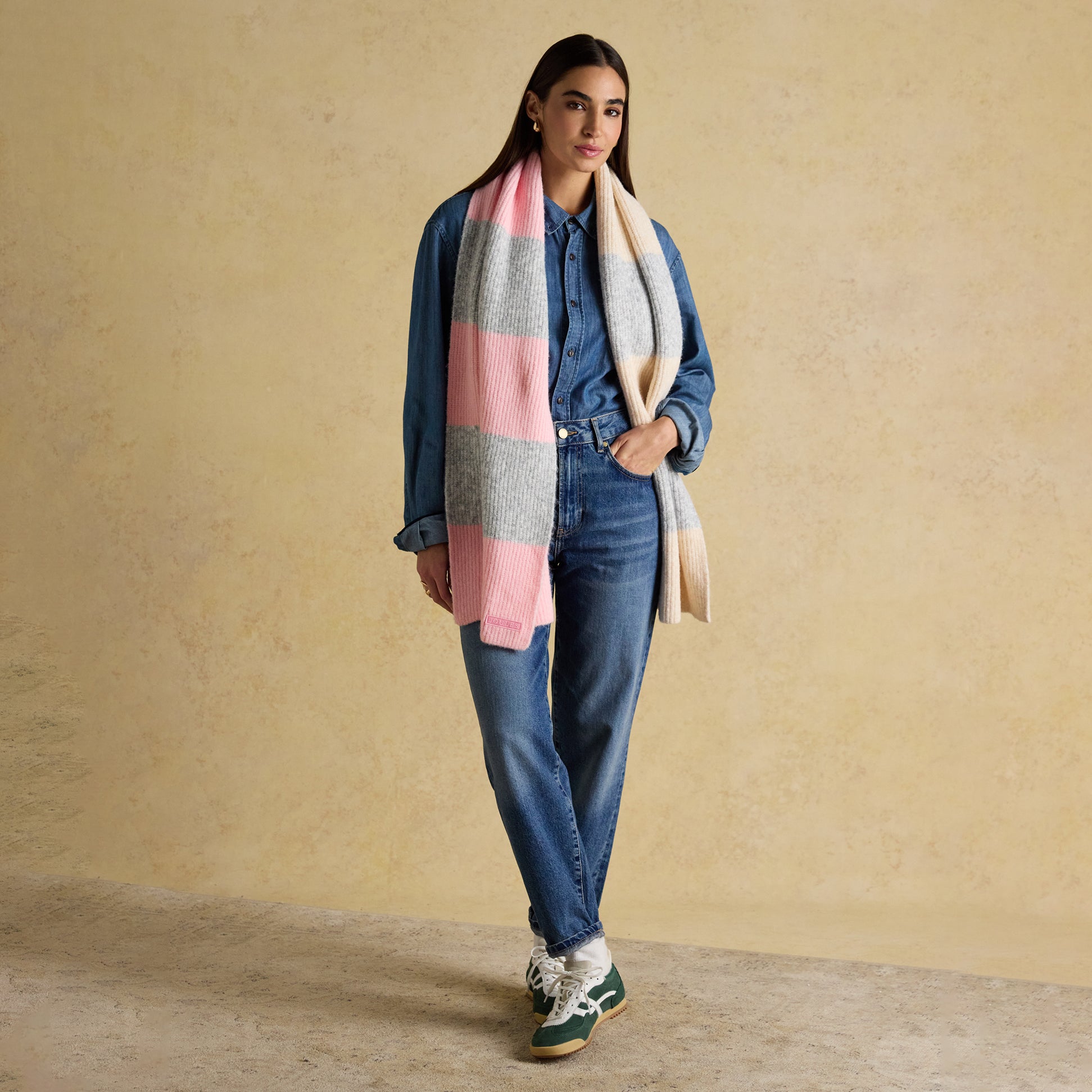 Joules Joules POPLEY STRIPE Womens Winter Pink/Grey