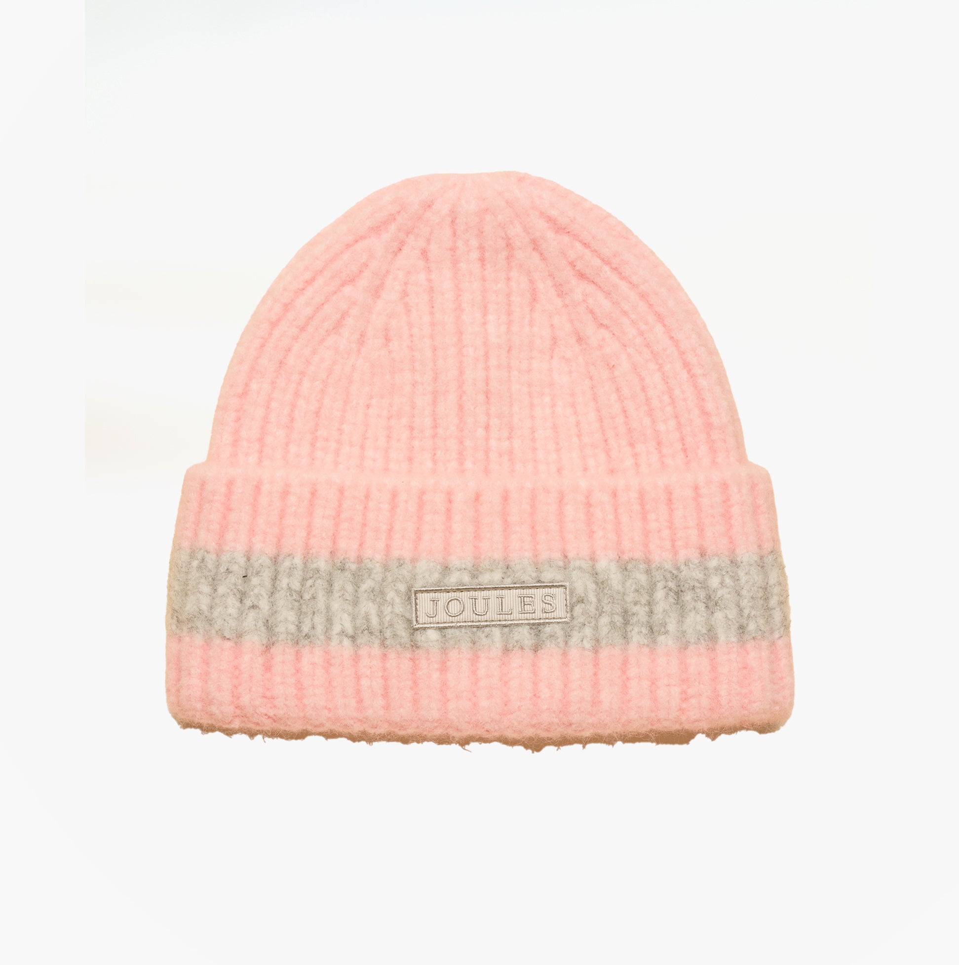 Joules POPLEY STRIPE Womens Beanie Pink/Grey