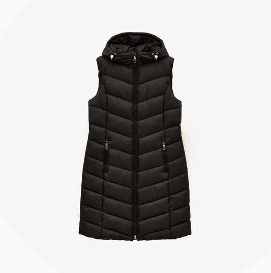 Joules Moorsdale Womens Longline Showerproof Padded Gilet Black