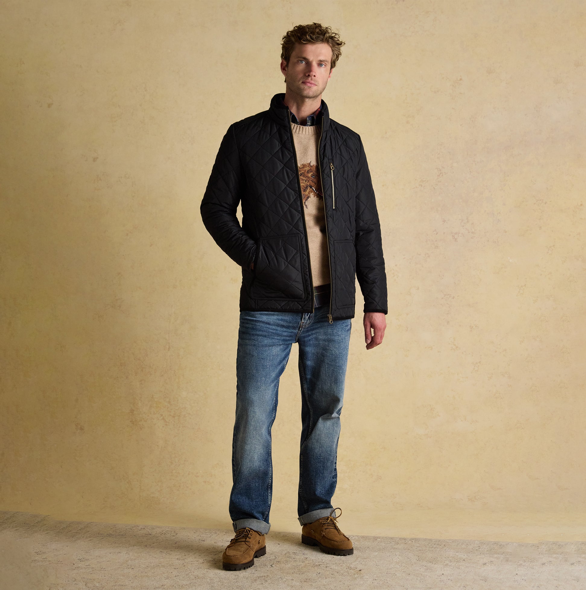 Joules MAYNARD Mens Diamond Quilted Jacket Black