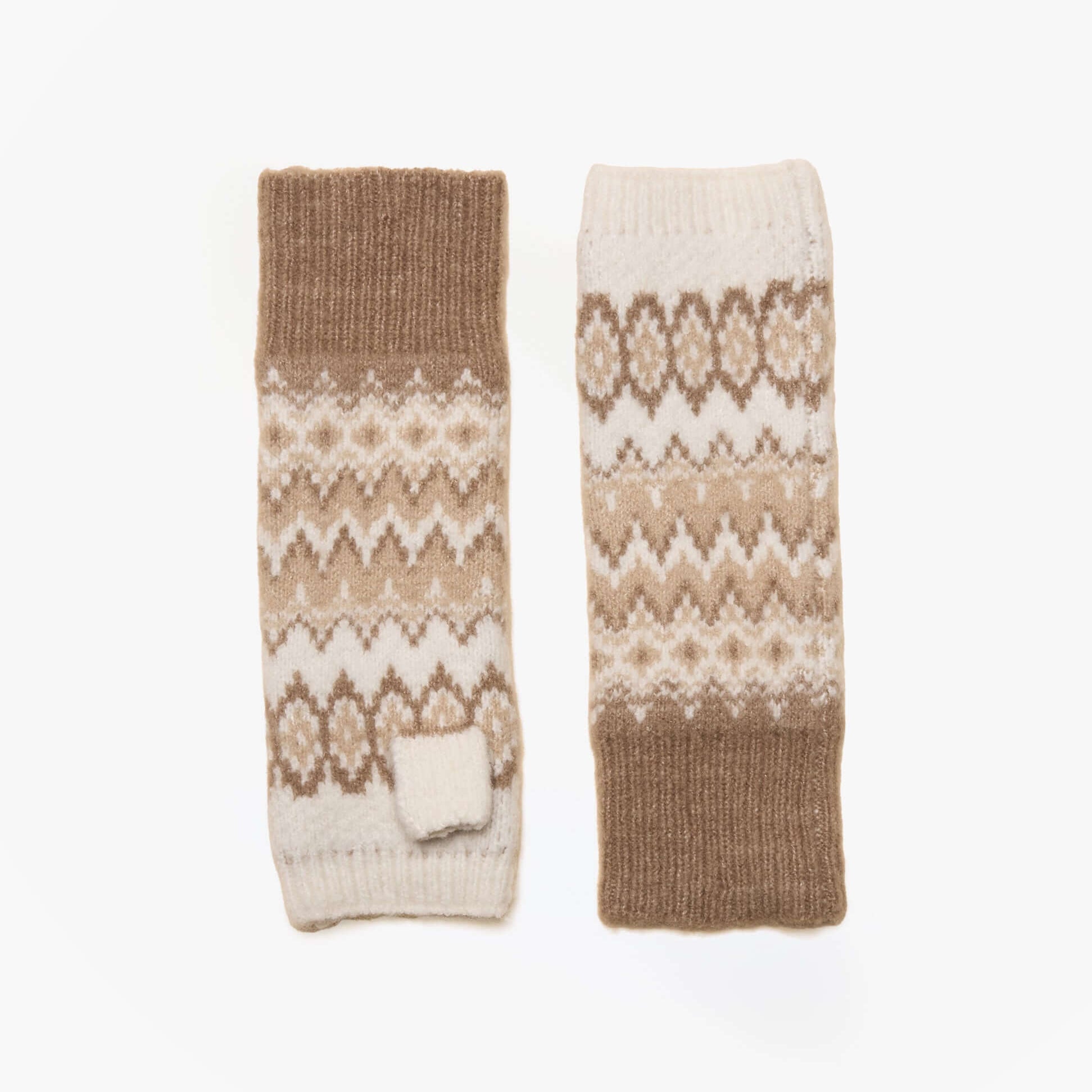 Joules KARA Neutral Fingerless Fairisle Glove Beige