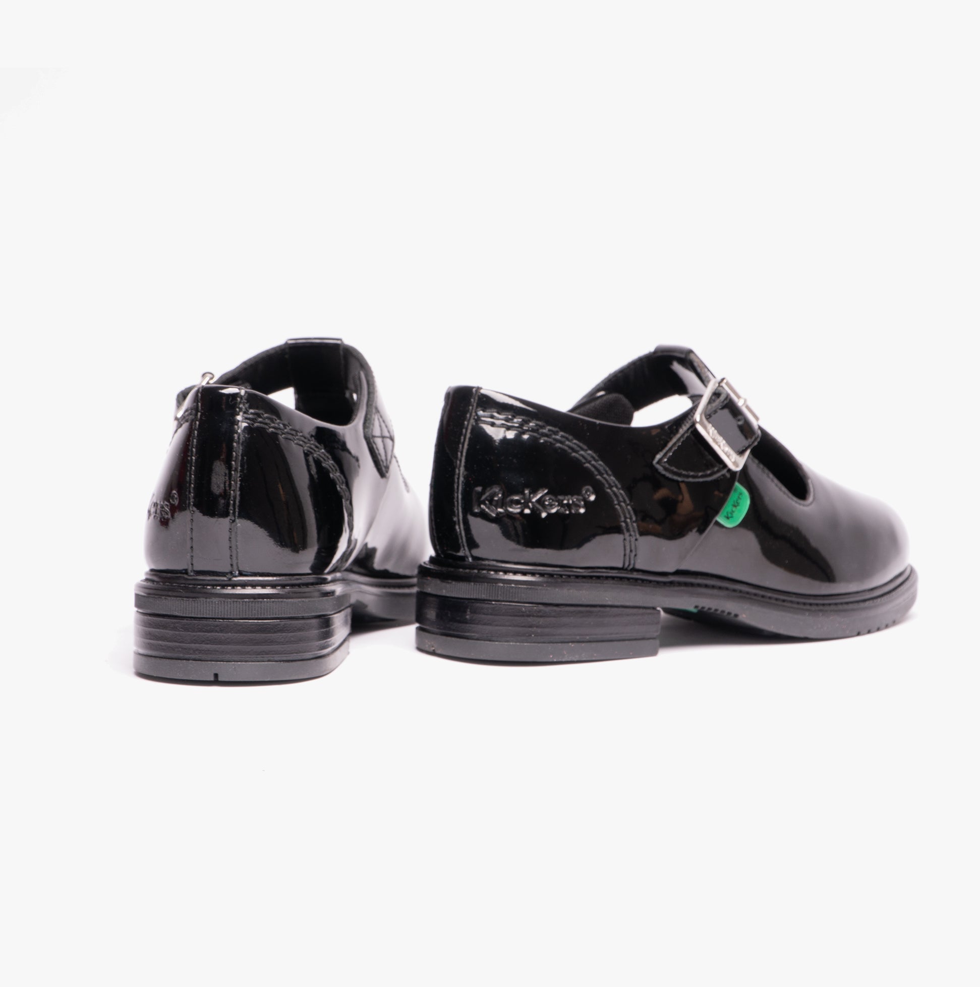 Kickers 116228 LACH T-BAR Girls School Shoes Black Patent