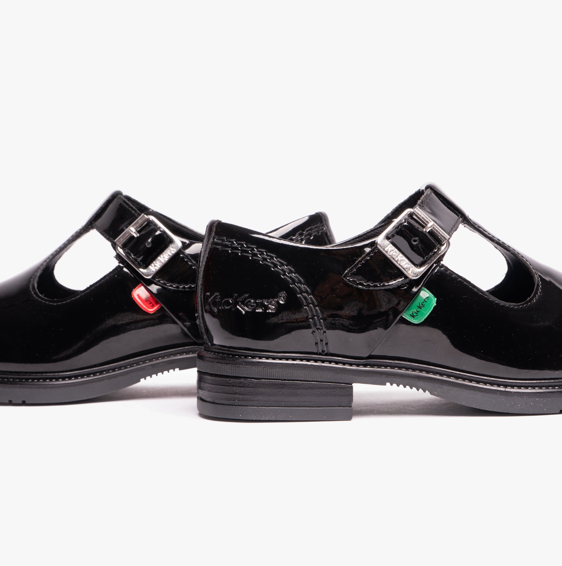 Kickers 116228 LACH T-BAR Girls School Shoes Black Patent