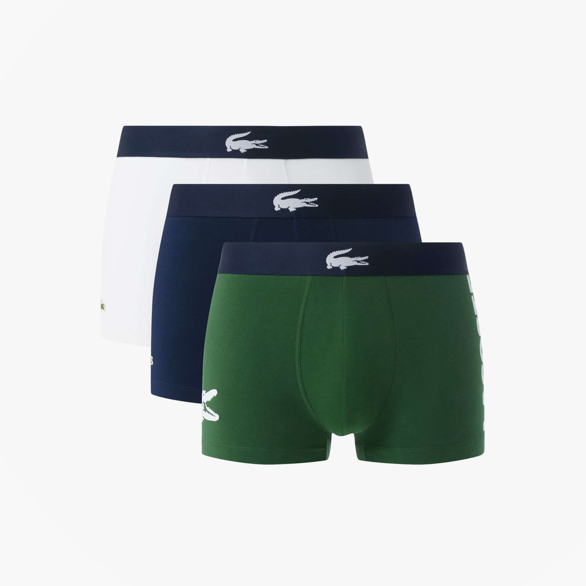 Lacoste 3 Pack Trunks Mens Trunks Thyme/Navy Blue/White
