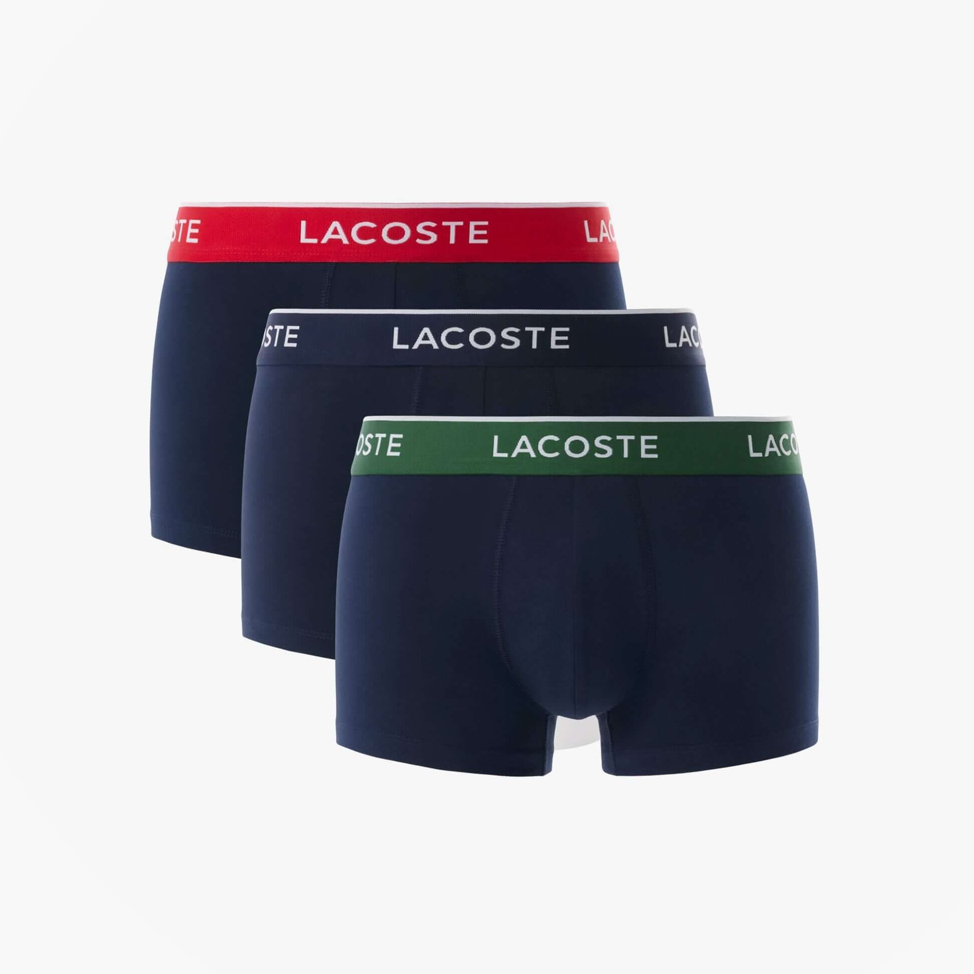 Lacoste 3 Pack Trunks Mens Trunks Navy Blue/Green/Red/Navy Blue