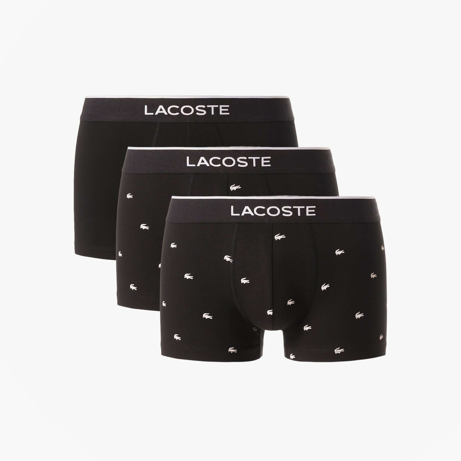 Lacoste 3 Pack Trunks Mens Trunks Black