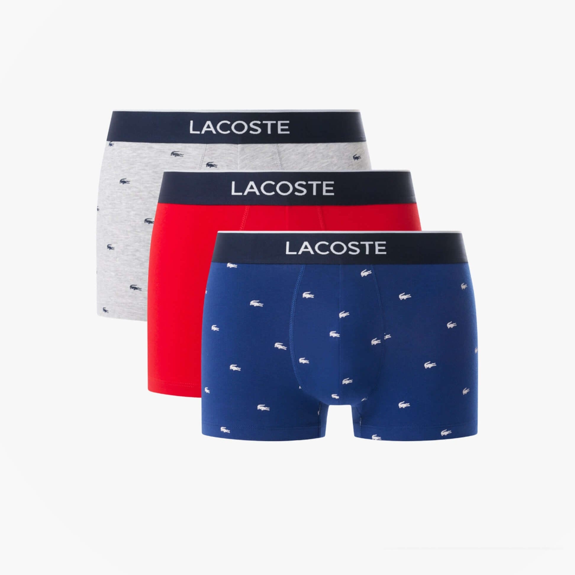 Lacoste 3 Pack Trunks Mens Trunks Methylene/Silver Chine/Red