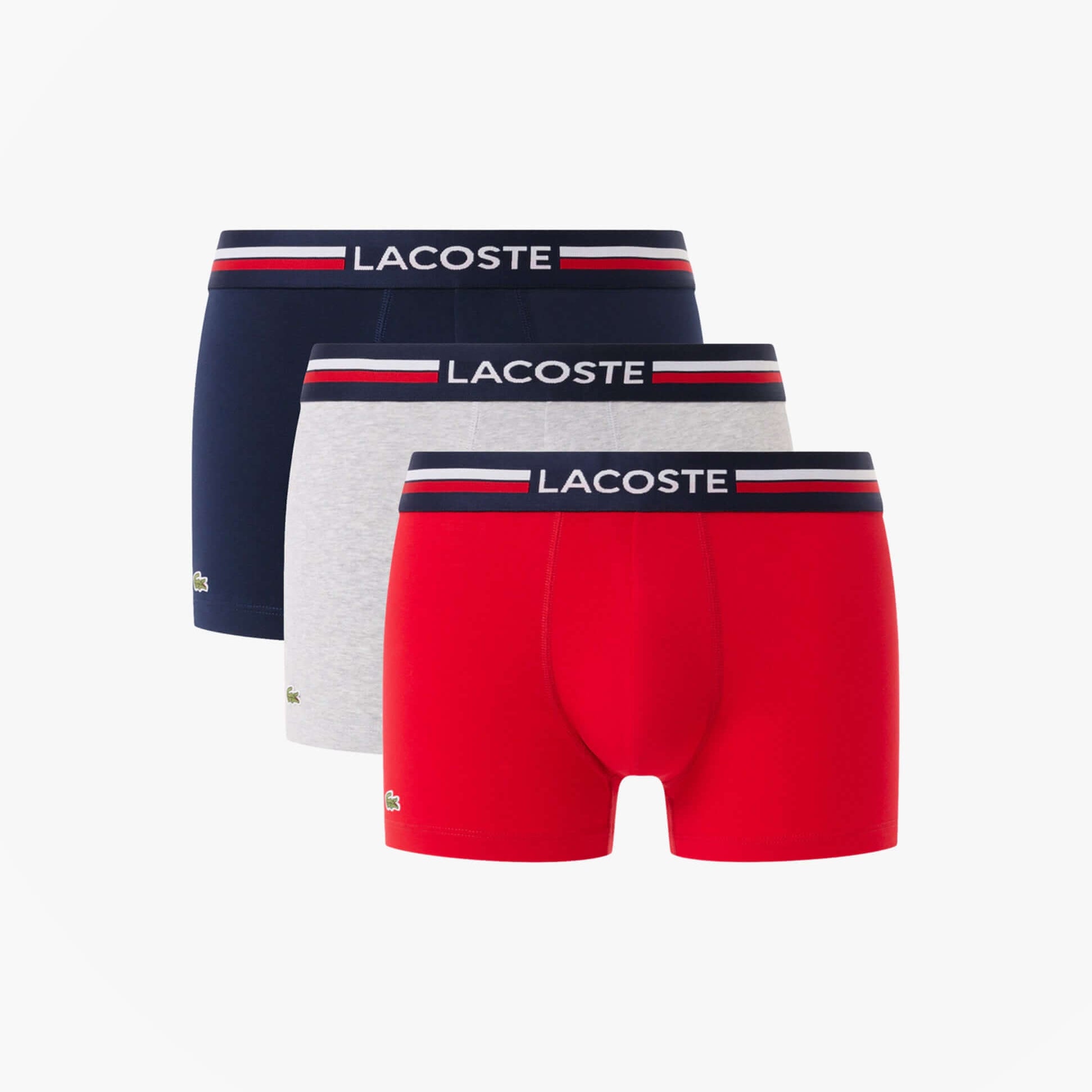 Lacoste 3 Pack Trunks Mens Trunks Navy Blue/Silver Chine/Red