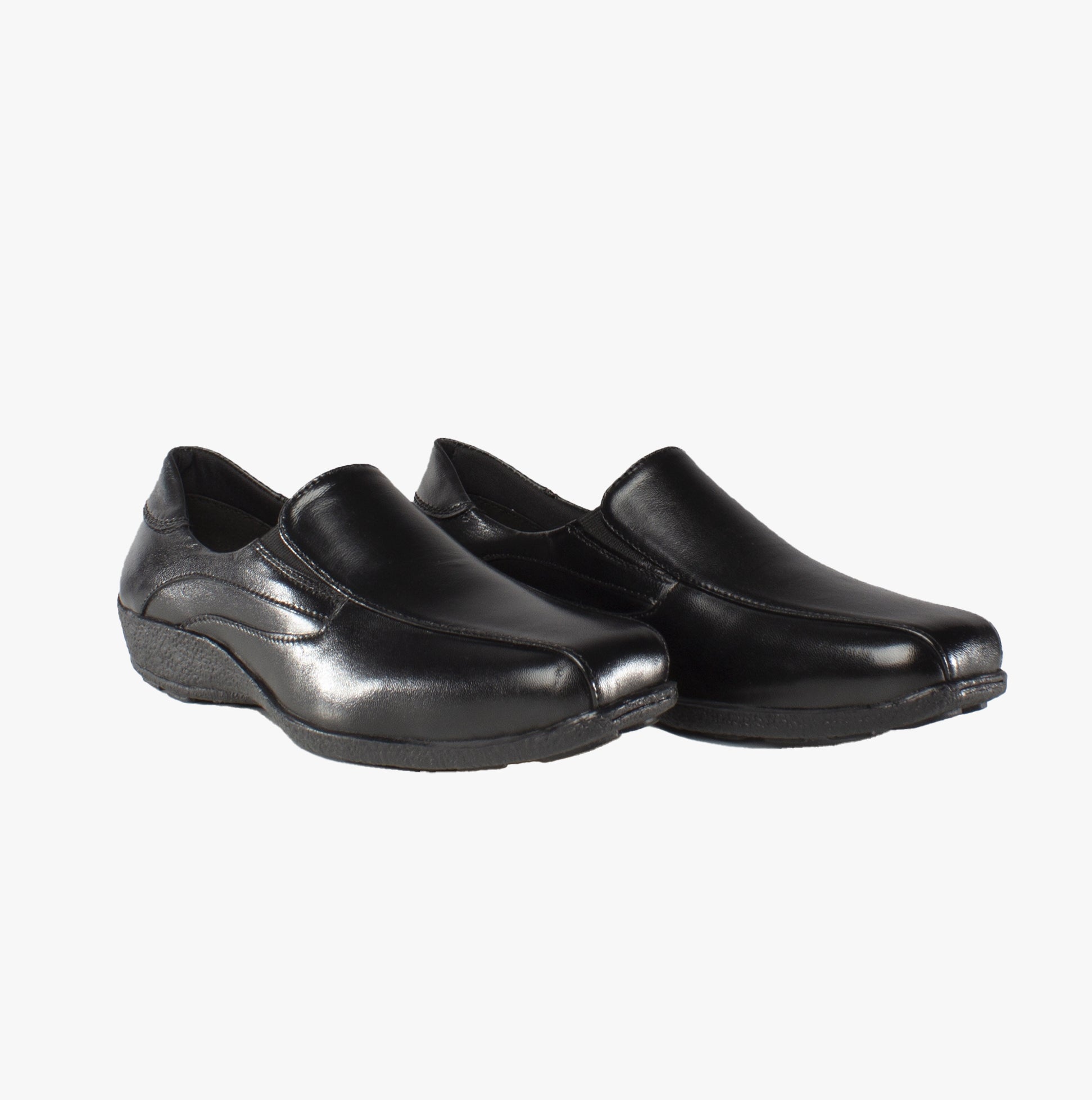 Mod Comfys DAWN Womens Soft Leather Wedge Loafers Black