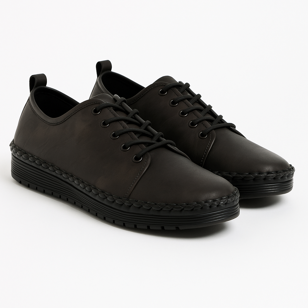 Mod Comfys L988A Womens Soft Leather Lace-Up Shoes Black