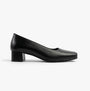 Mod Comfys TARA Womens Low Block Heel Court Shoes Black