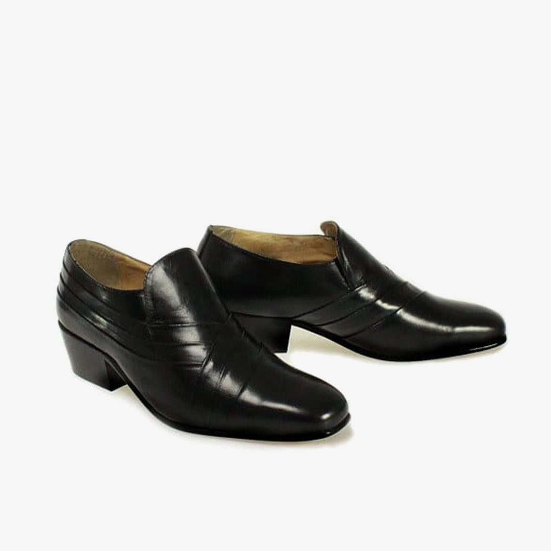 Montecatini CARLOS Mens Soft Leather Pleated Cuban Heel Shoes Black