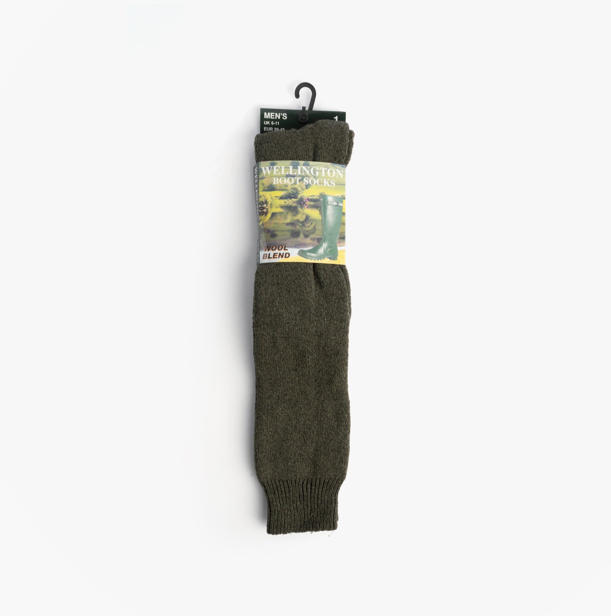 Mud Dogs Mens Welly Boot Socks Olive Green