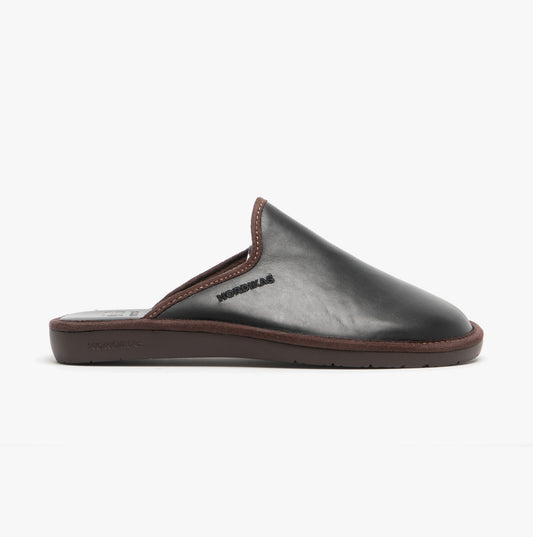 Nordikas 136 (DUBLIN) Mens Leather Mule Slippers Black