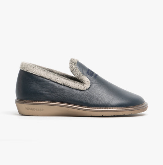 Nordikas 305 (DUBLIN) Womens Leather Full Slippers Marine Blue