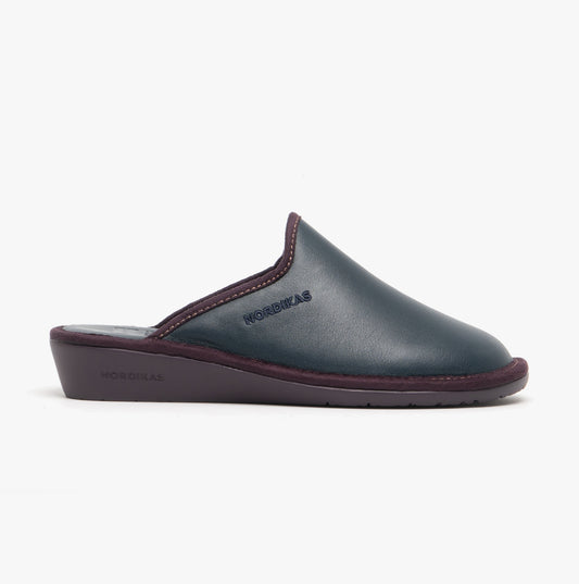 Nordikas 347 (DUBLIN) Womens Leather Mule Slippers Marine Blue